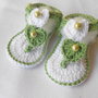 Sandali infradito da bambina in cotone con cuori bianco verde , idea regalo.