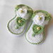 Sandali infradito da bambina in cotone con cuori bianco verde , idea regalo.