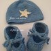 Scarpine neonata /neonato  in blu realizzate a mano maglia