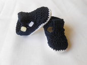 Sandali da bambino fatti a mano in cotone bianco blu, idea regalo.