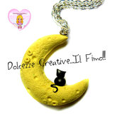 Collana Gatto sulla luna - Cat lover - Idea regalo Gattara - kawaii miniature