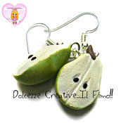 Orecchini Frutta - PERA - Vegan - vegetariano - idea regalo miniature kawaii