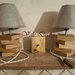 Coppia di lampade da tavolo in legno realizzate a mano