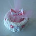 Fine ciotolina per bomboniera da bambina con tulle e fiorelllini rosa