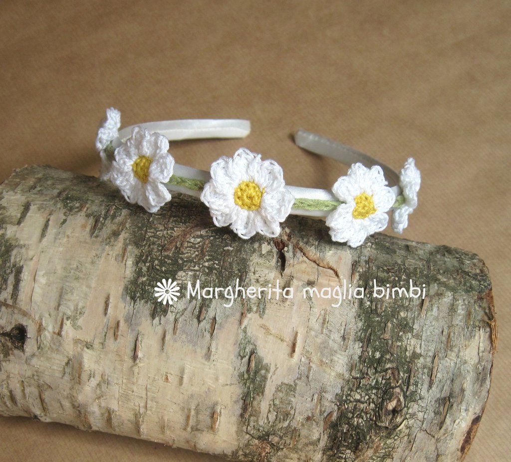 Cerchietto Per Capelli Bambina In Pizzo Con Margherite - Morbida Corona Floreale Per Compleanni E Foto - 2