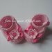 Scarpine rosa per  neonata con fiore e foglie fucsia
