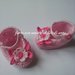 Scarpine rosa per  neonata con fiore e foglie fucsia
