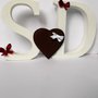 Lettere in legno decorative con cuore in legno e fiocchi