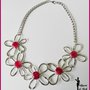 Collana girocollo con fiori in metallo e giada tormalina