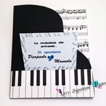 Partecipazione Nozze a tema Musica - Biglietto pianoforte