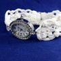 Bracciale nuziale da sposa fatto di uncinetto- Orologio bianco piccolo da cerimonia per damigella d'onore