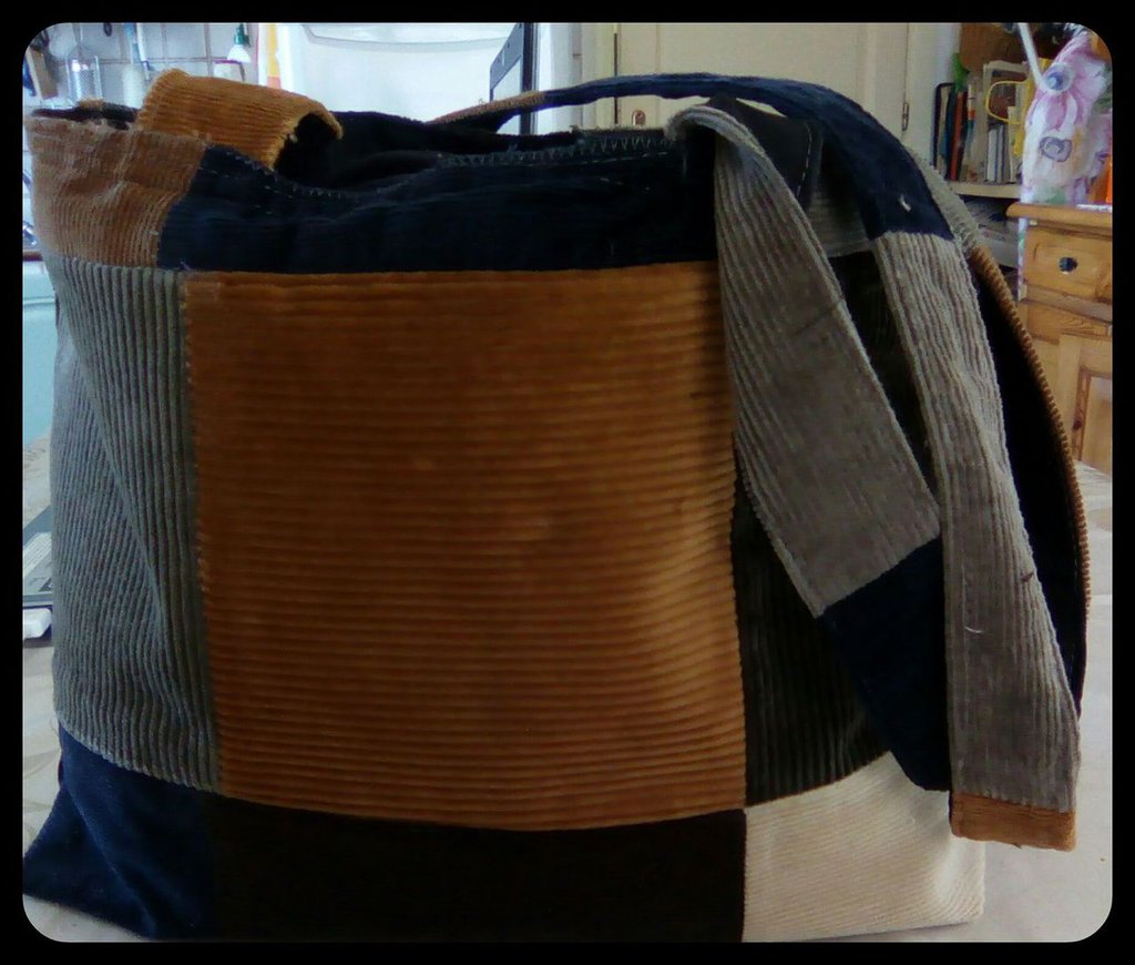 Borsa In Velluto A Coste Grande Per Donna - Tracolla Hobo In Tessuto Zebra Con Tasche Interne, Ecopelle E Vintage - 2