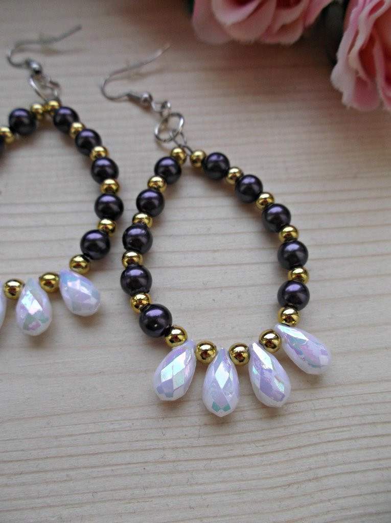 Orecchini Pendenti A Goccia Con Perle Bianche Naturali 9-10 Mm - Argento Placcato