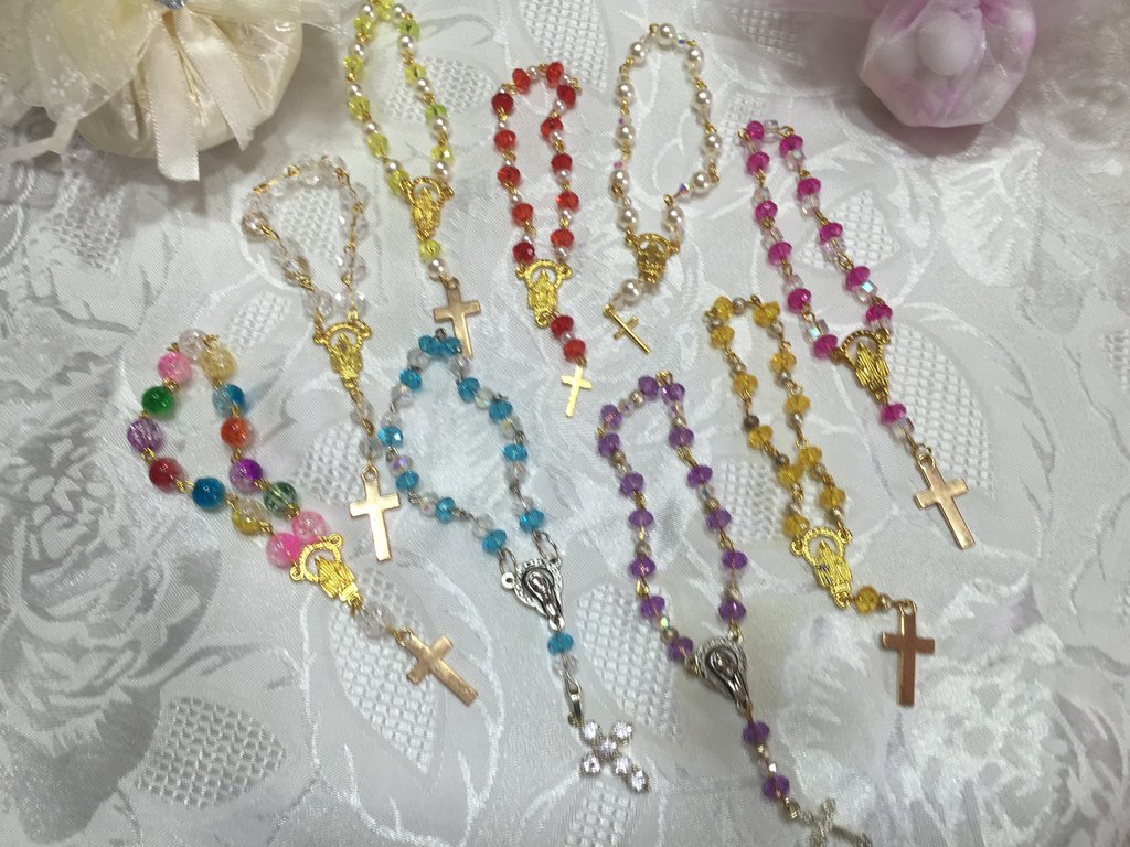 Rosario Da Dito Mini - Bomboniera Battesimo E Matrimonio Con Croce Metallica - Foto 7