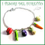 Collana  Vegetariana "  peperone finocchio cavolfiore piselli melanzana " Verdure cibo miniatura idea regalo clip bambina vegan donna Natale regalo  Fimo cernit premo