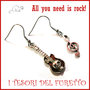 Orecchini " all you need is rock! "Rosso chiave di violino e chitarra Charms idea regalo