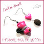 Orecchini " Coffee time " caffè caffetteria moka chicco idea regalo Natale barista Fimo cernit clip premo 