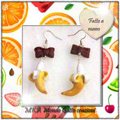 Orecchini in Fimo a monachella pendenti collezione Frutta - Banane sbucciate
