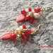 Orecchini fatti a mano, pendenti a grappolo, con perline e cristalli color rosso