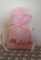 Inserzione riservata n.50 sacchettini tela aida colorata "Matilde"