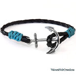 Bracciale uomo ancora cordino in pelle navy