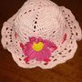 Cappellino neonata all'uncinetto cotone rosa fiore margheritta idea regalo