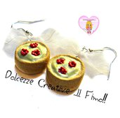 Orecchini tartine di frolla con crema e lamponi - miniature kawaii idea regalo