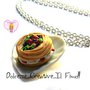 Collana Con Dolce tipico francese Paris-Brest con panna, fragole e mirtilli - miniature handmade kawaii