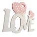 Love scritta in legno con cuori Fai da te San Valentino cm L 24 x 18 h spessore 8 mm (bianco con cuore rosa)