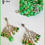 Parure bracciale ed orecchini - VERDE/BEIGE/ARGENTO