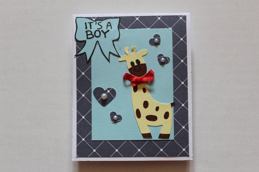 Biglietto D'Auguri Con Giraffa – New Baby, Illustrazione Londinese, Carta 300 G/m², Con Busta Kraft