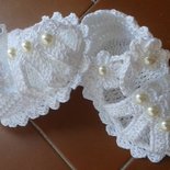 Sandali scarpine cotone per neonata estive cerimonia bianche perline Uncinetto homemade 