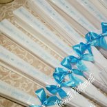 Ventagli bianchi segnaposto chiesa matrimonio plastica tessuto personalizzati