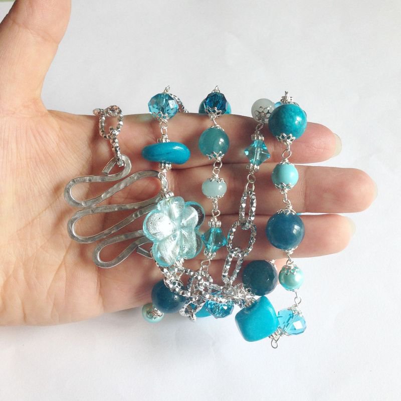 DOLIOX Collana turchese da donna 10, pietre preziose