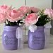 Coppia vasi decorativi vetro Quattro Stagioni lilla con fiori rosa