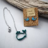 Starchenie Collana Balena In Argento 925 Con Zirconia - Gioiello Donna - Serie Ocean, Regalo Idea