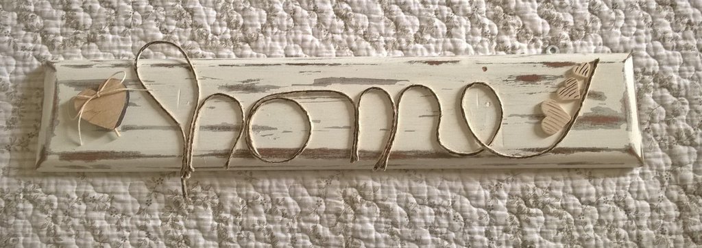 Scritta Decorativa 'Home' In Metallo Su Base Legno Mango - Decorazione Moderna Per Casa - Foto 6