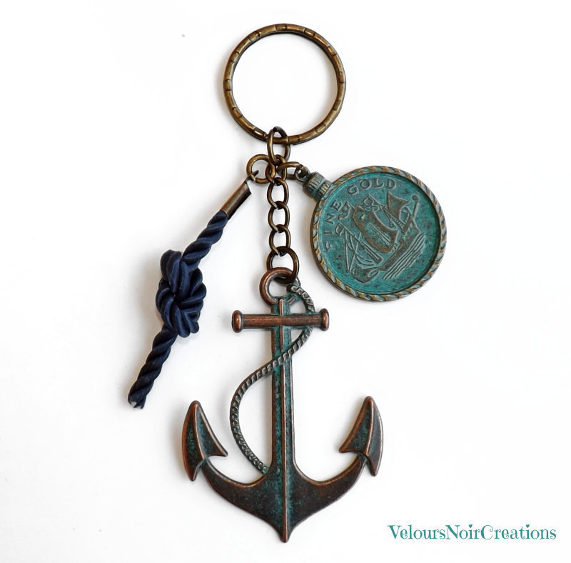 Lotto Di 10 Portachiavi Vintage Nautici Con Lente Di Ingrandimento – Ottone E Vetro