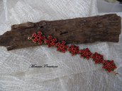 Braccialetto perline fatto a mano con bicono Swarovski rosso
