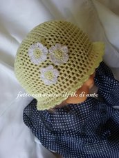 Cappello bambina in puro cotone con fiori