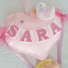 Fiocco nascita mongolfiera cuore bebè con uccellino e nome personalizzato per bimba