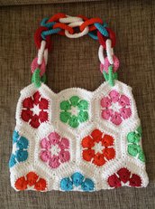Granny esagonale per borsa colorata all'uncinetto 