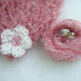 Bozzolo per neonata Taglia S Photo prop Sacco per neonata lavorato a mano Nido per neonata in lana mohair rosa con fiori bianchi a crochet
