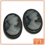 2 Camei resina nero silhouette donna 13x18mm