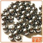 10 Perle di Vetro Cerato Grigio Ematite 8mm