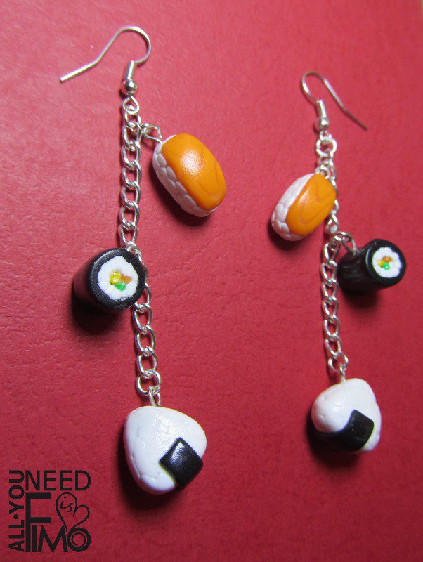 Orecchini A Sushi Miniblings | Gioielli Fatti A Mano In Polimero | Design Maki E Pesce | 6mm | Allegri E Ipoallergenici | Da Berlino