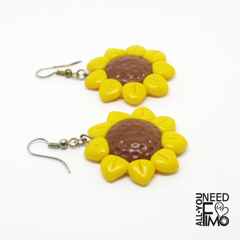 Zokola Orecchini Pendenti In Ecopelle A Forma Di Girasole, Leggeri, Colore Giallo, Dimensioni 5,7x3,8 Cm, Con Gancio In Acciaio Inox, Per Donna, Regalo Per Matrimonio E Feste - 3