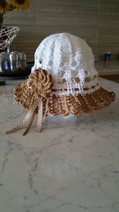 Cappello bimba in cotone con fiore 3D