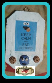 targa targetta keep calm cookie monster biscotti mostro