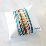 Bracciale multifile silver-teal-gold in ecopelle